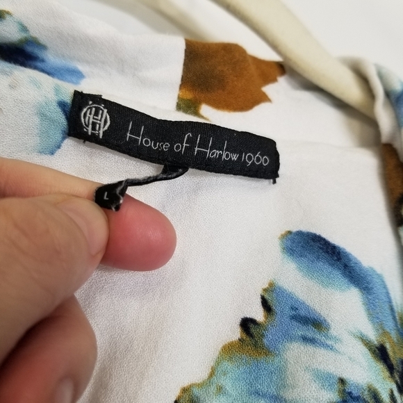 House of Harlow 1960 floral open front‎ cardigan white big blue flowers Large - Picture 4 of 13